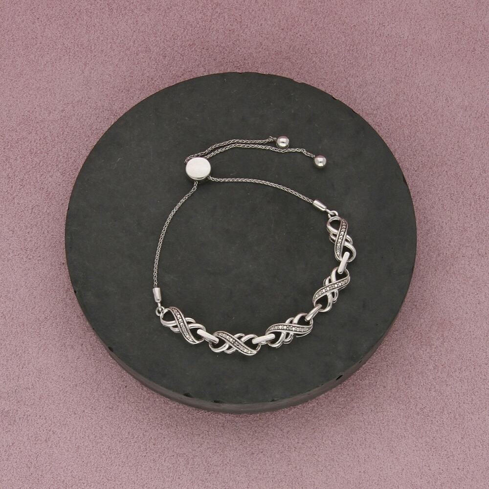 sterling silver diamond accent infinity adjustable bolo bracelet size 6.25in